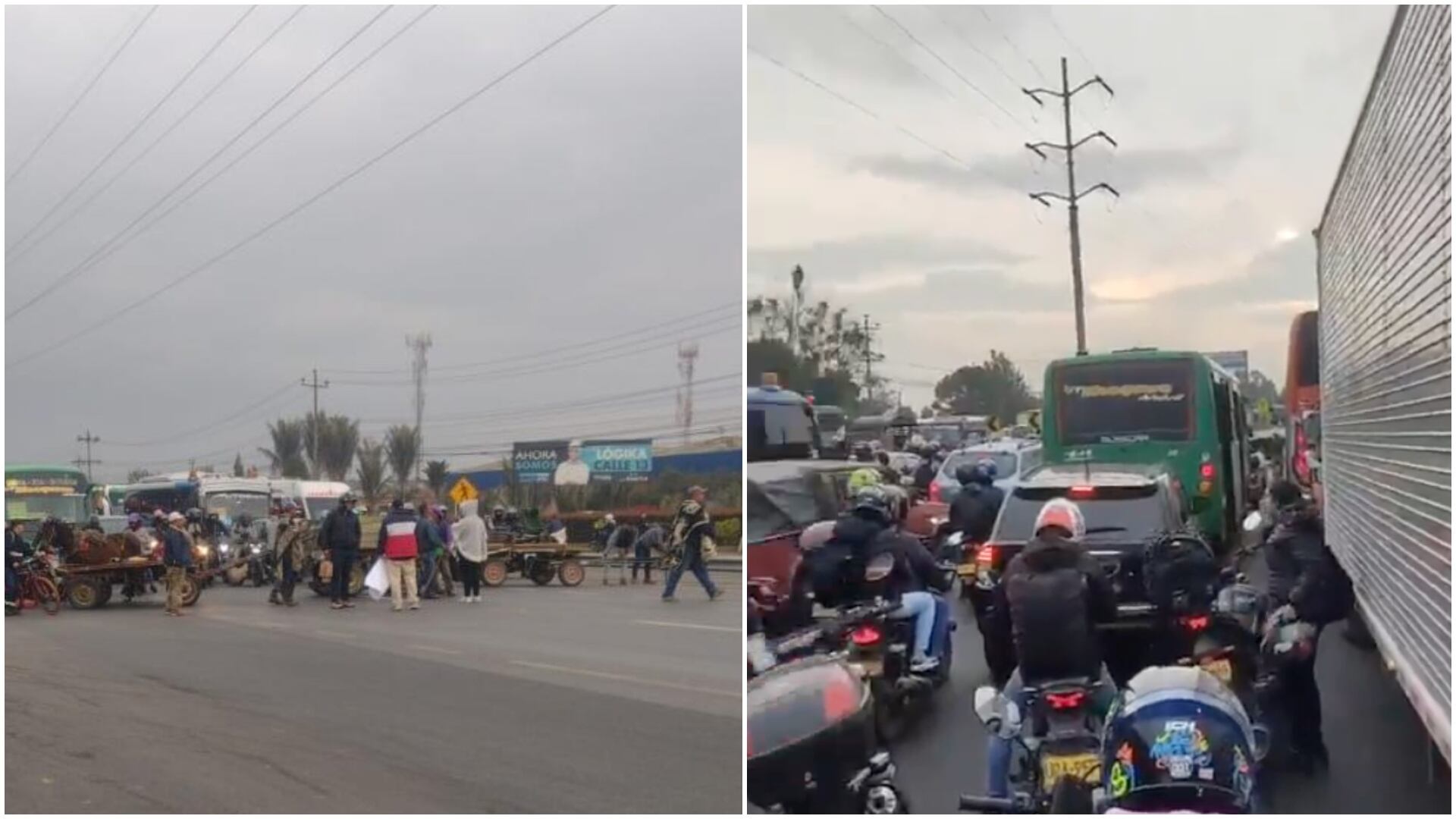 Protesta de "zorreros" provoca dramático trancón en la calle 13 en Bogotá (Redes sociales)