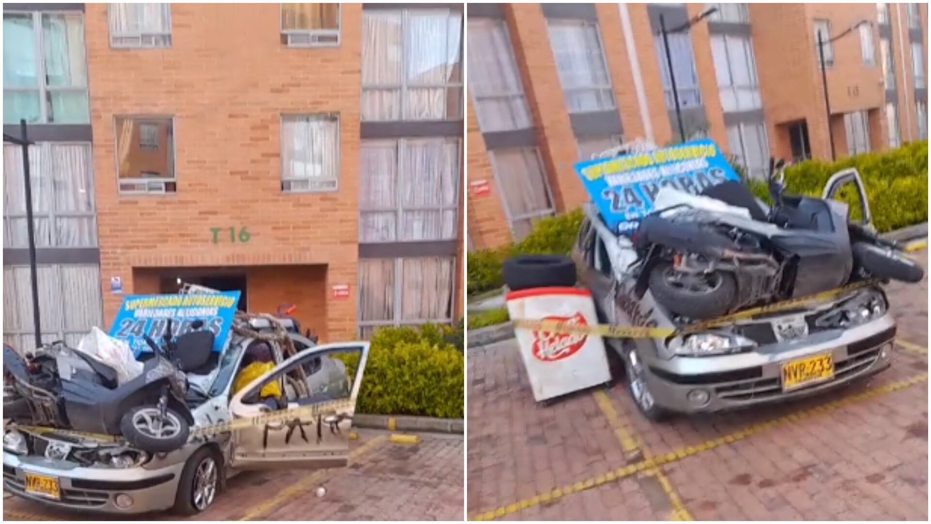 Vecinos destruyeron los carros y pintaron las fachadas de un exmilitar acusado de intimidarlos con armas de fuego (Redes sociales)