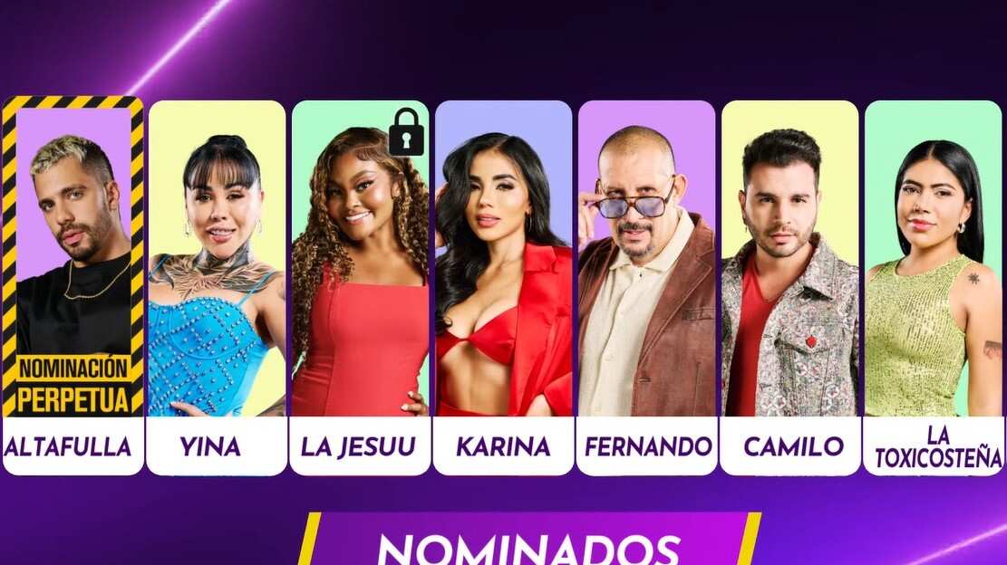 Placa de nominados de 'La casa de los famosos Colombia 2'