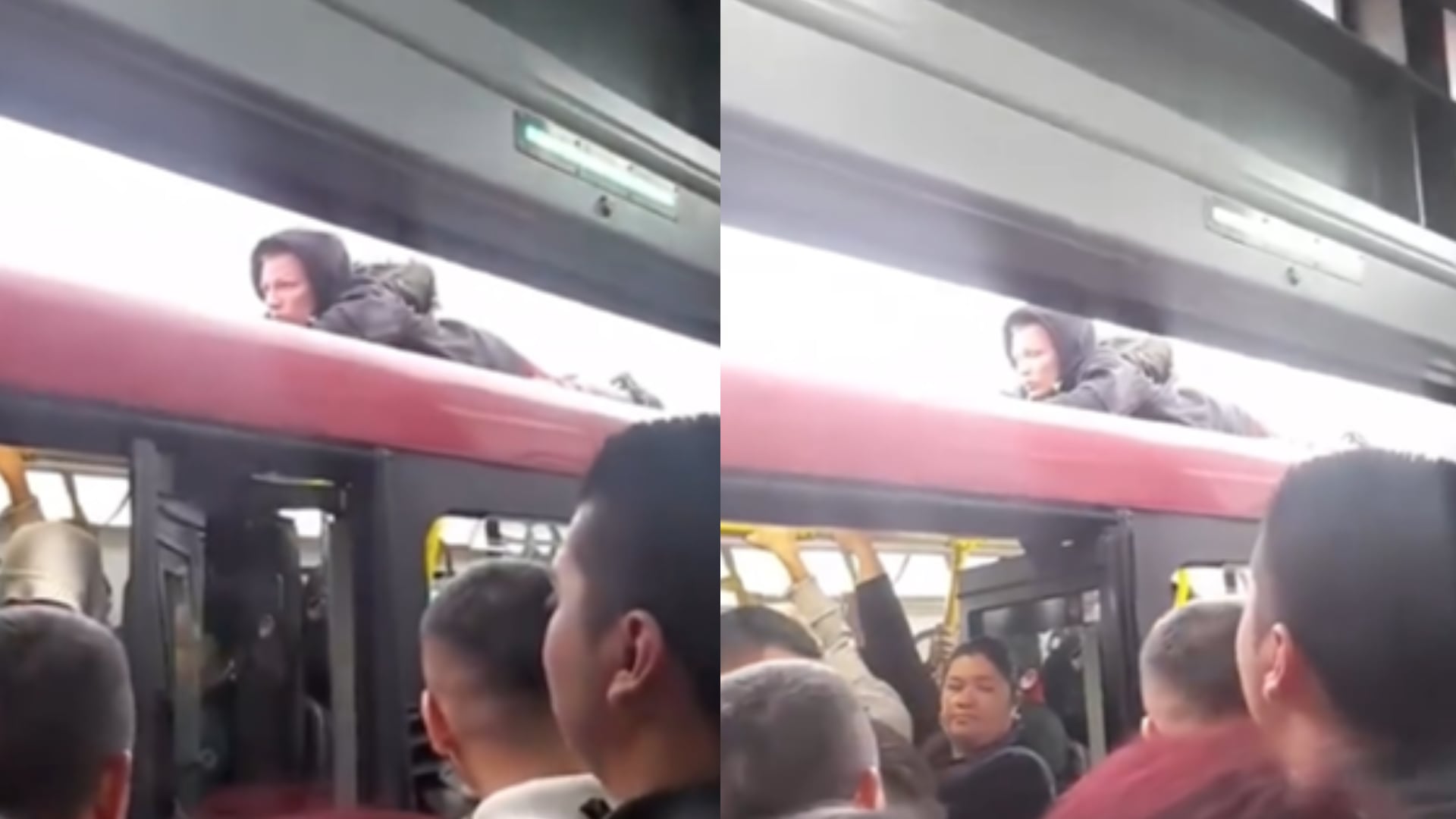 Joven se arriesgó a viajar en el techo de un Transmilenio: todo porque estaba lleno