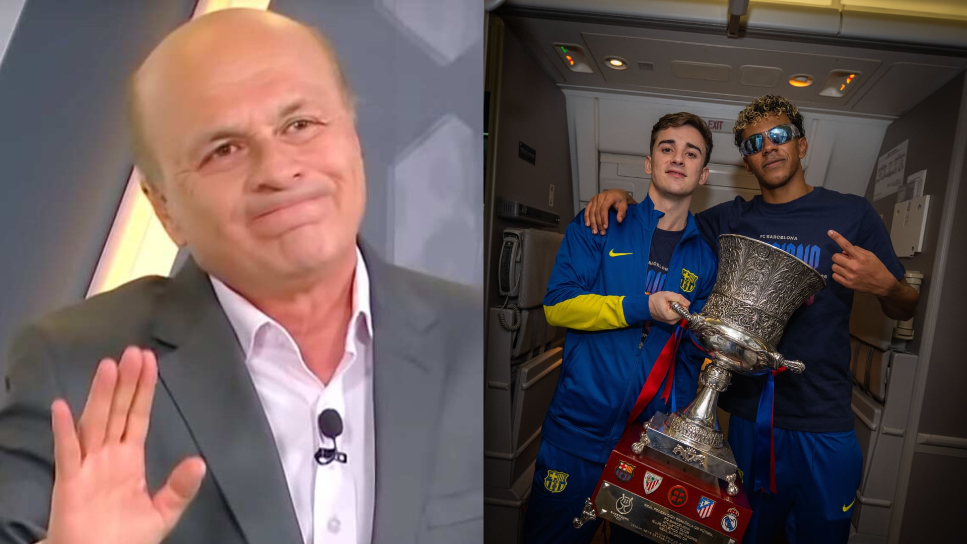 Carlos Antonio Vélez y Lamine Yamal - Fotos: Redes sociales del periodista y del Barcelona tomadas el 13 de enero del 2026