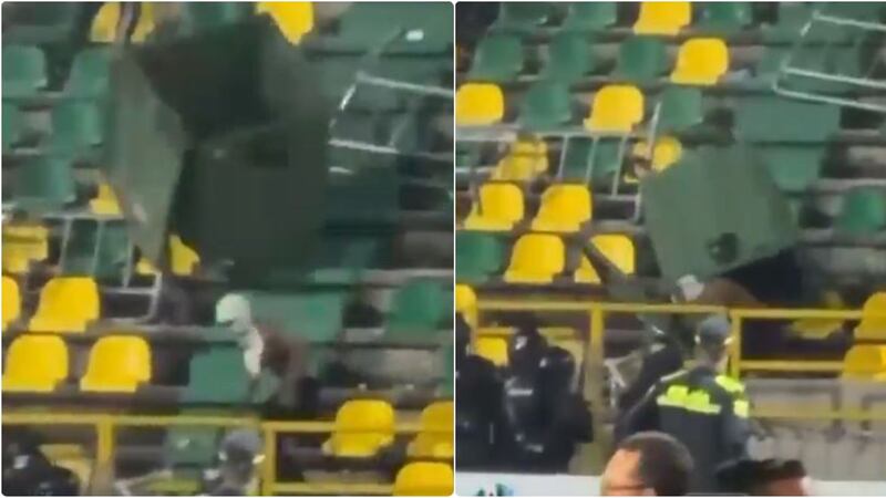 Hincha del Cartagena fue atrapado por contenedor de basura en medio de disturbios