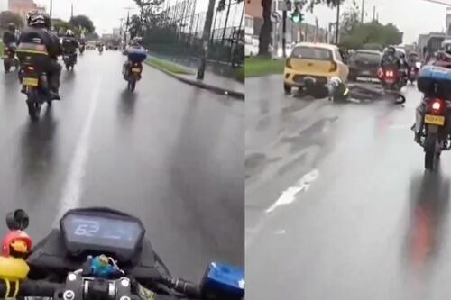 Video: motociclistas protagonizan múltiple caída en vía de Bogotá