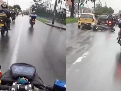 Video: motociclistas protagonizan múltiple caída en vía de Bogotá