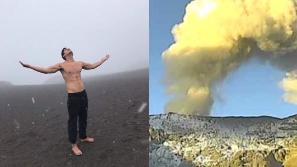 Joven subió una foto desde el Volcán Nevado del Ruiz en emergencia.