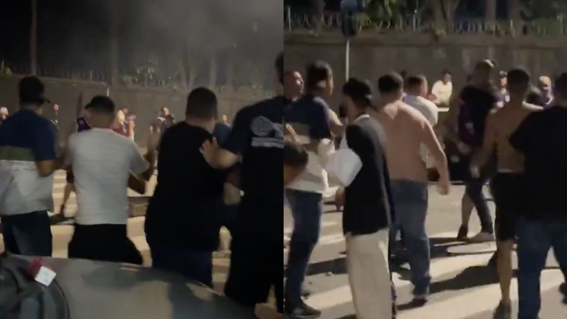 Peleas de barristas - Fotos: Capturas de pantalla de video difundido en redes sociales el 17 de marzo del 2026