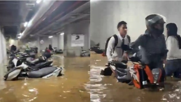 Foto de la inundación en centro comercial tras fuerte aguacero en Medellín,