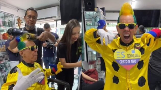 'El Cole' el famoso hincha de la Selección Colombia mostró su nuevo peinado en Barranquilla.