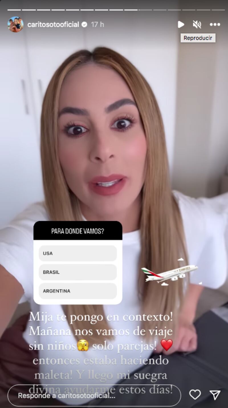 Carolina Soto se va de viaje con su esposo