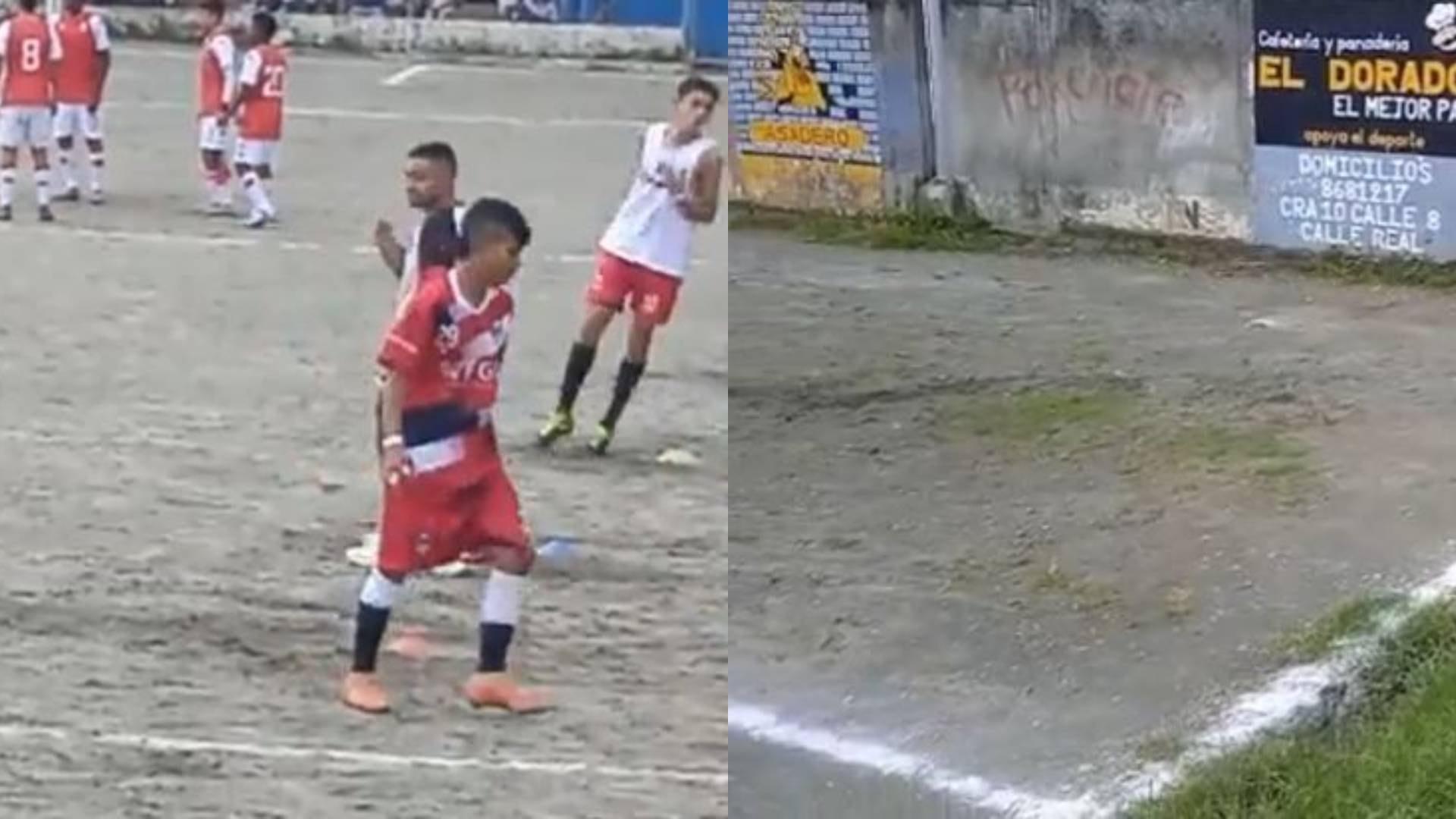 Denuncian terrible estado de una cancha en partido Sub-27 del campeonato Difutbol en Colombia