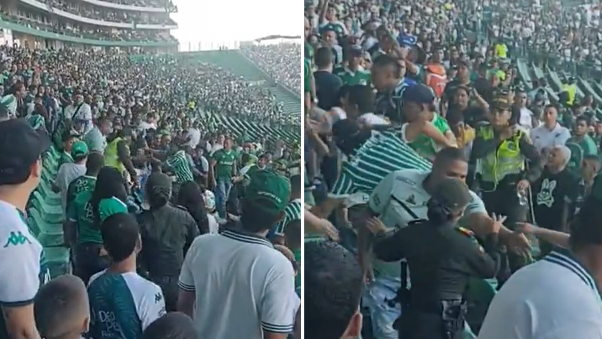 Hinchas del Cali se pelearon entre ellos durante el partido vs Patriotas