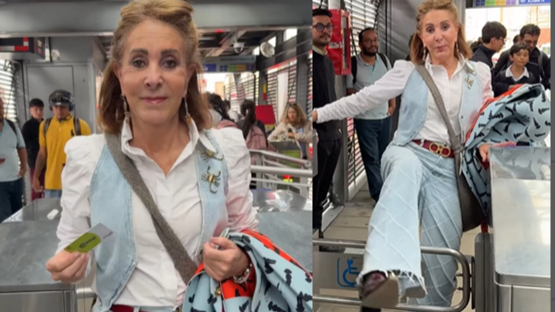 Carmina Villegas montó en Transmilenio