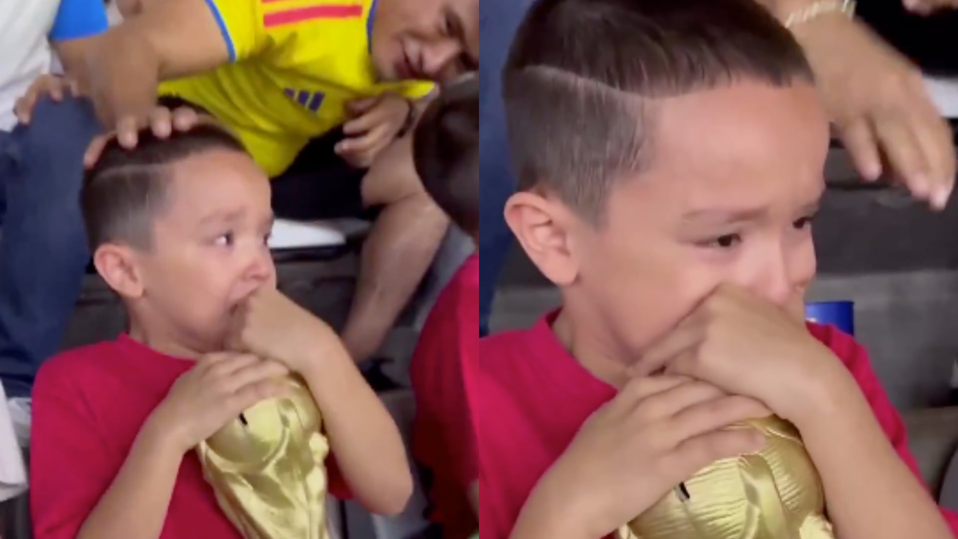 Hinchas colombianos consolaron a niño uzbeko que terminó llorando tras gol de la Selección