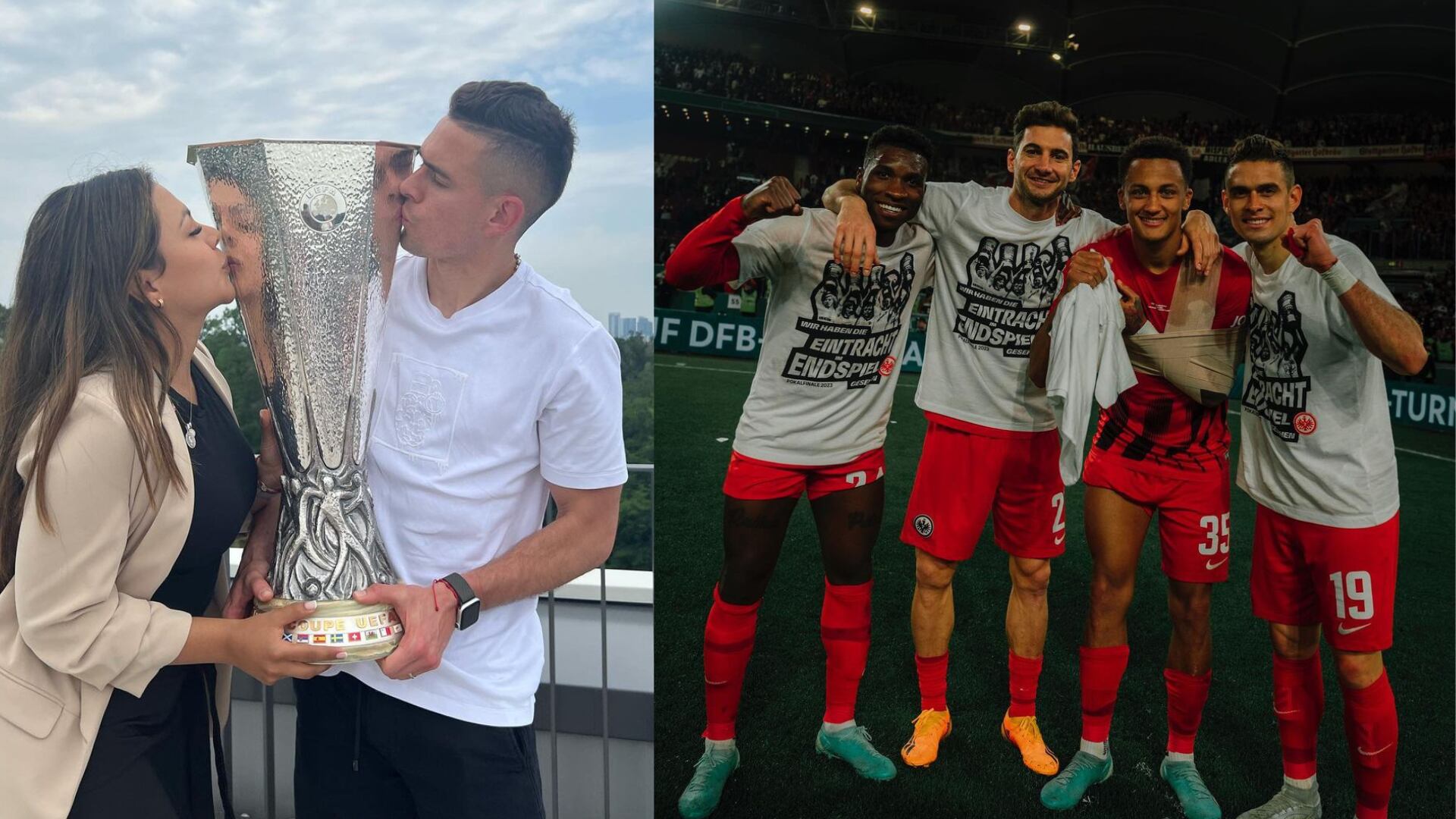 Esposa de Rafael Santos Borré celebró el paso de Eintracht Frankfurt a la final de la Copa de Alemania