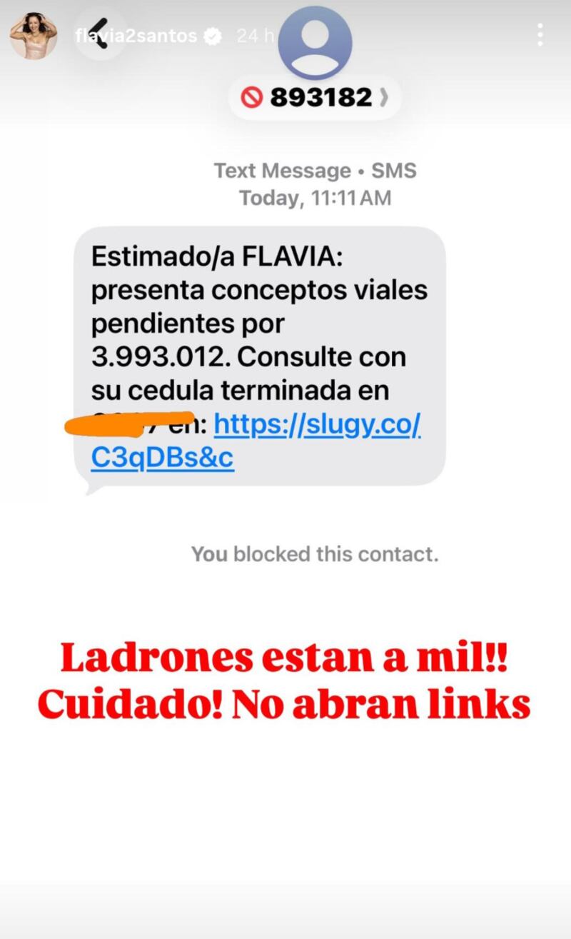 Flavia Dos Santos denunció a estafadores en Bogotá