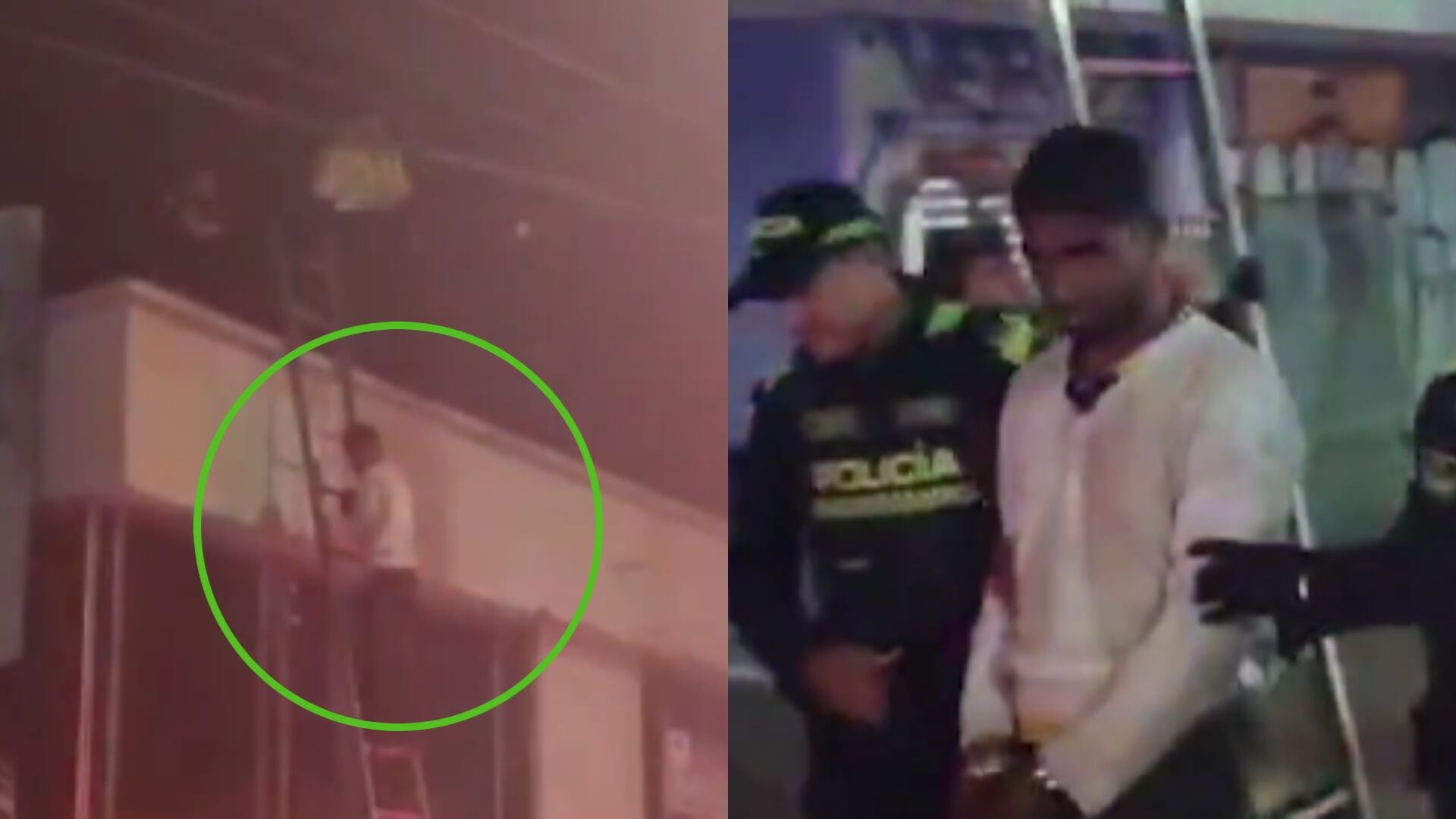 Bomberos rescataron a un ladrón que quedó atrapado en el techo de una casa a la que pretendía entrar a robar (Redes sociales: @SeguridadBOG 24 de septiembre de 2025)