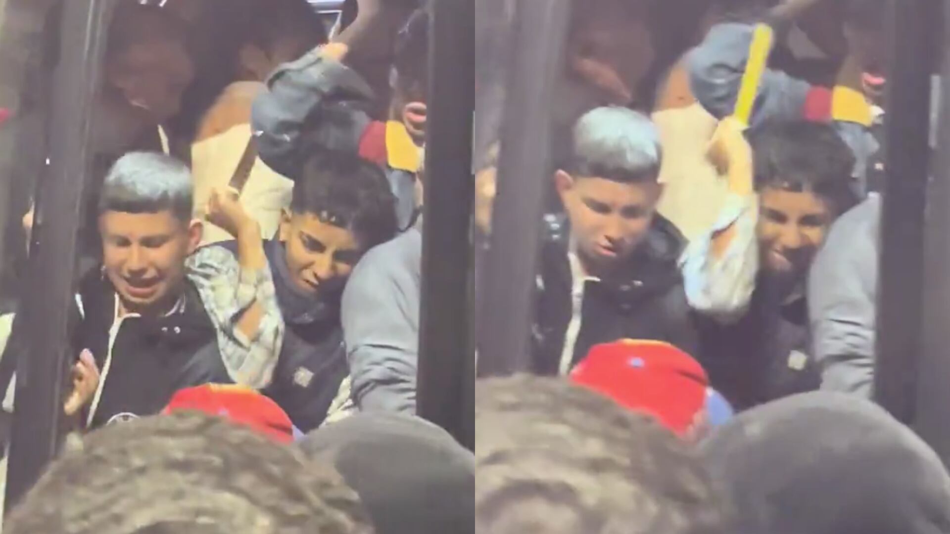 Jóvenes con cuchillo amenazan a los pasajeros en TransMilenio.