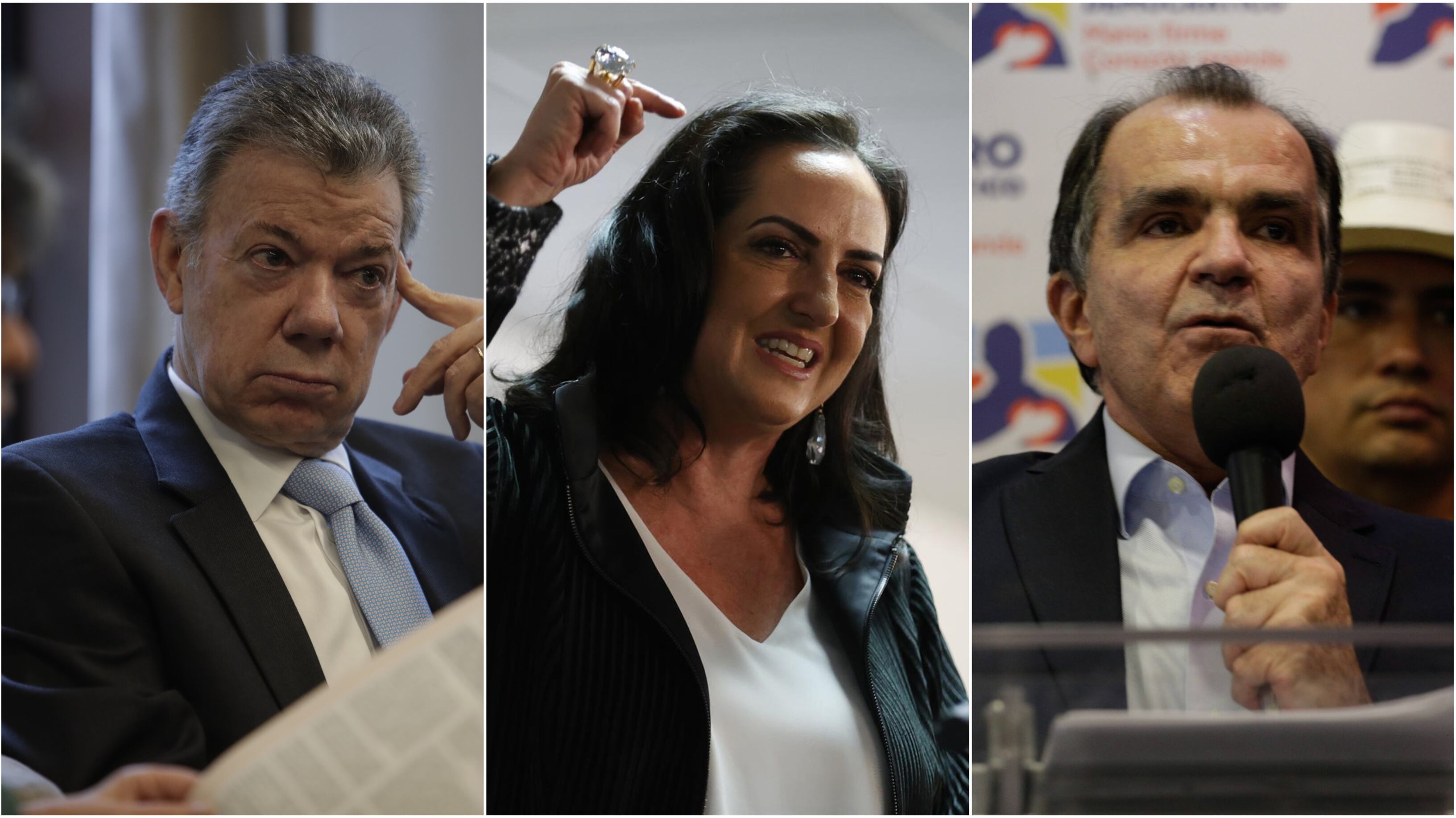 Juan Manuel Santos, María Fernanda Cabal y Óscar Iván Zuluaga