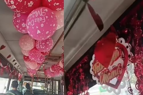 Conductor de bus celebró el Día de la Madre con decoración a sus pasajeras