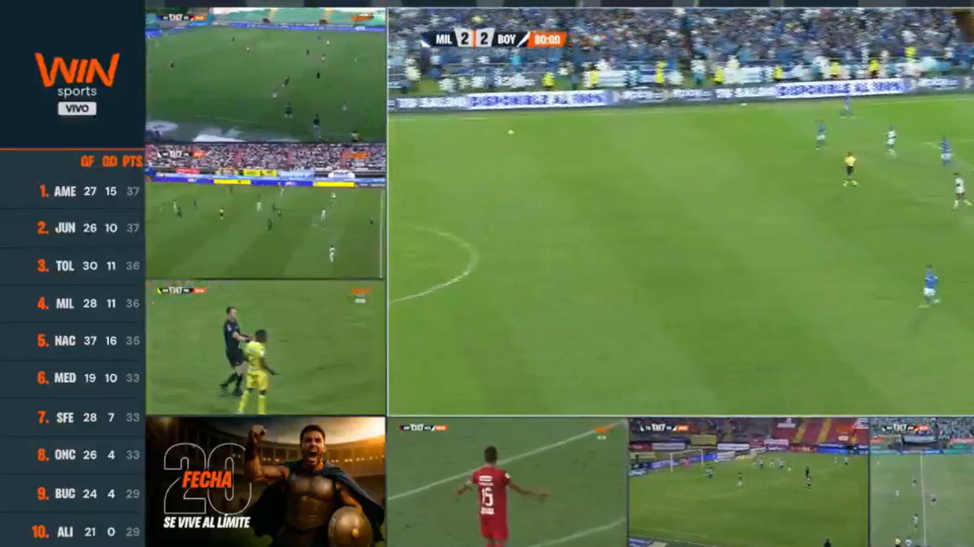 Multitransmisión de Win Sports - Foto: Captura de pantalla de las redes sociales del canal