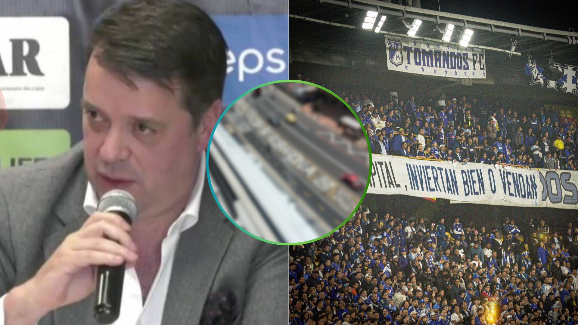 Gustavo Serpa e hinchas de Millonarios - Fotos: Redes sociales de @MillosOficial e hinchas de Millonarios tomada por Helber Vargas