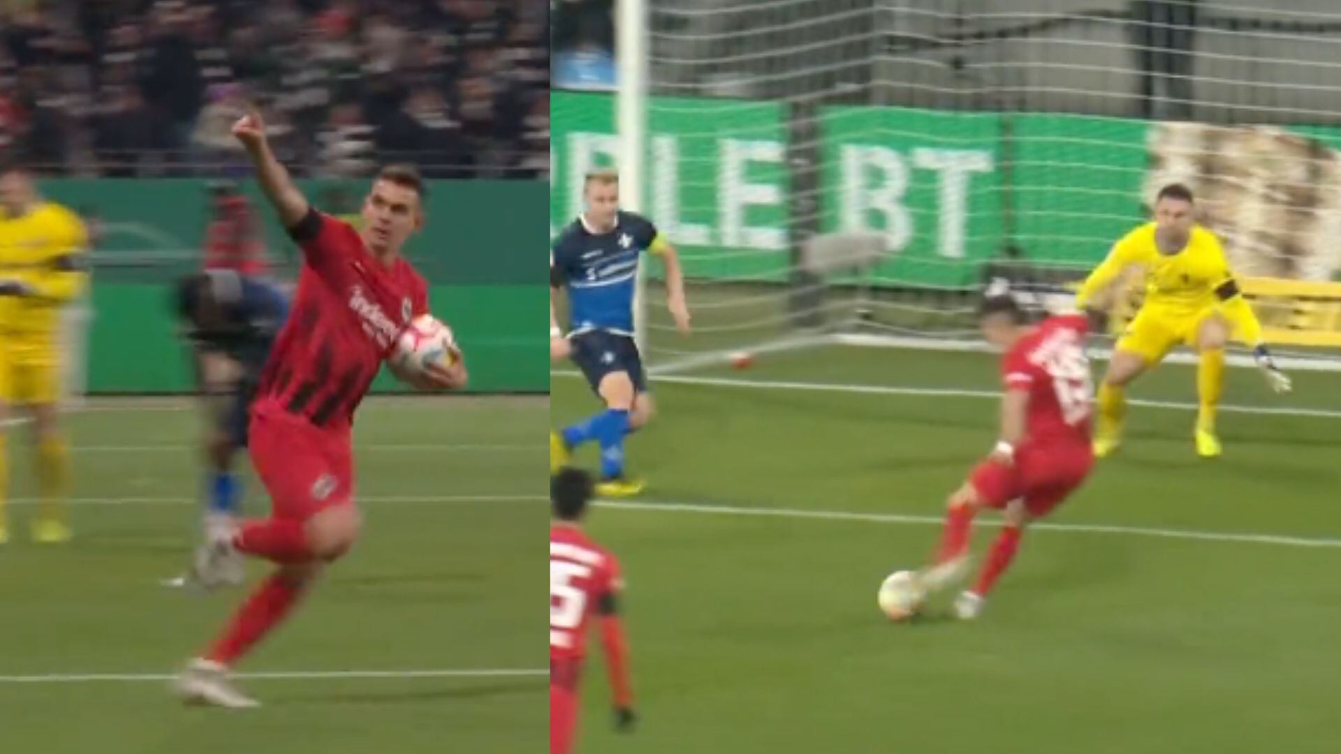 Rafael Santos Borré marcó gol ante el Darmstadt en la Copa de Alemania.