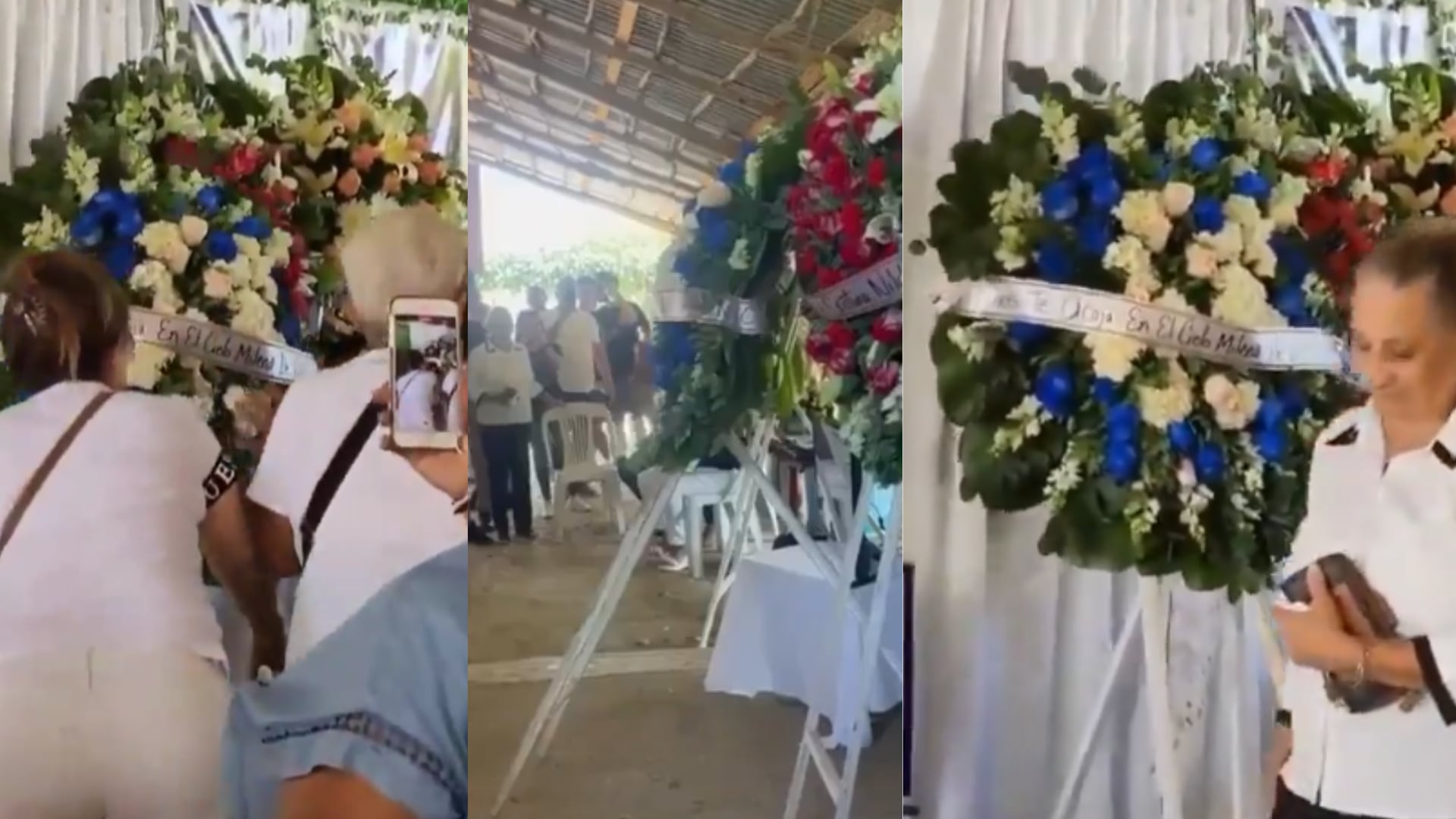 Viral: Corona fúnebre se zarandeó sola en pleno velorio en República Dominicana