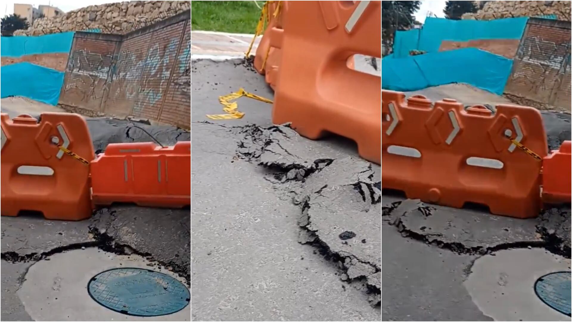 Hundimiento en Chapinero: más de 500 familias en riesgo tras colapsar un muro, las vías son casi inaccesibles (redes sociales @@VelascoNicolasO)