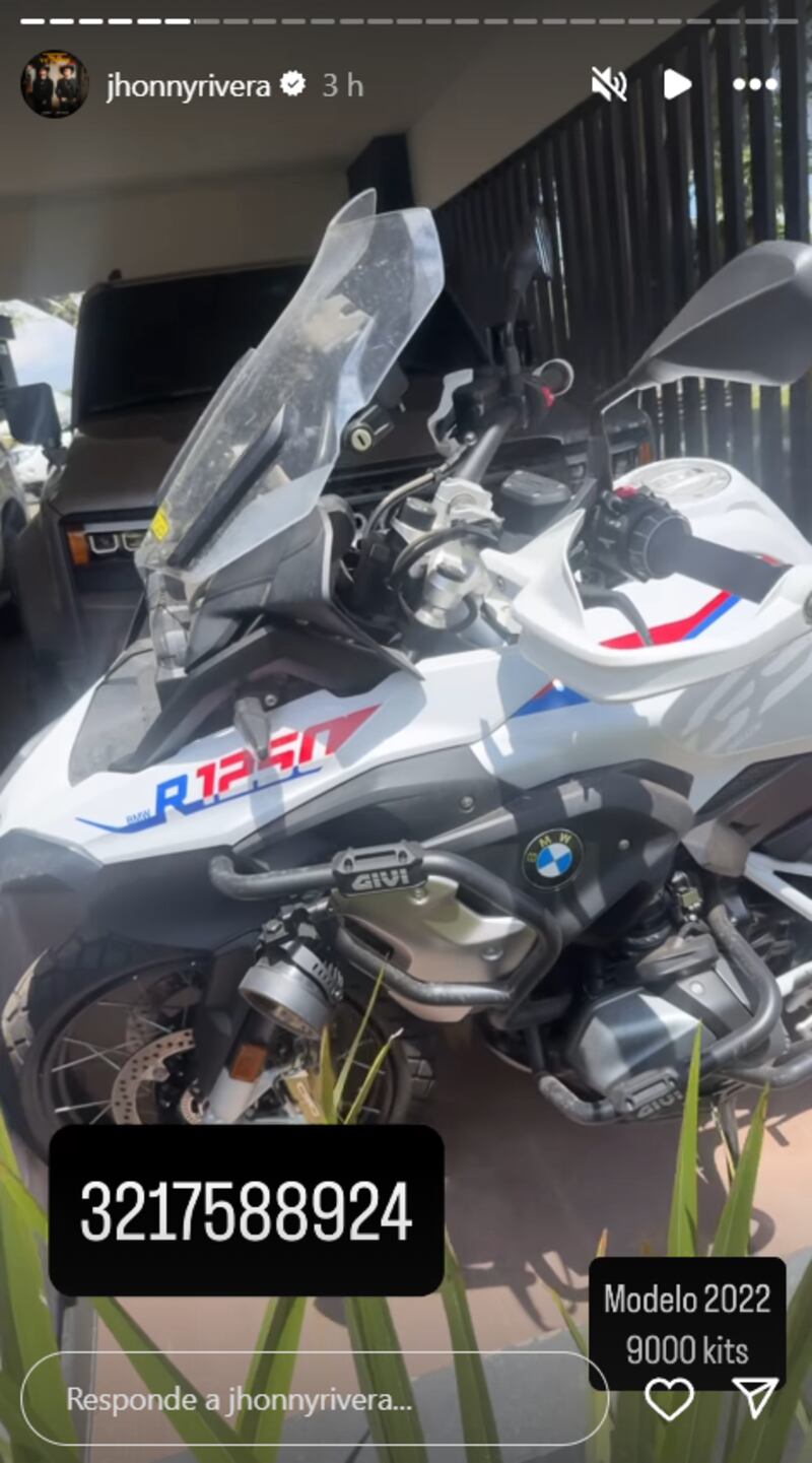 Jhonny Rivera está vendiendo moto BMW de más de $100 millones; acá la oferta