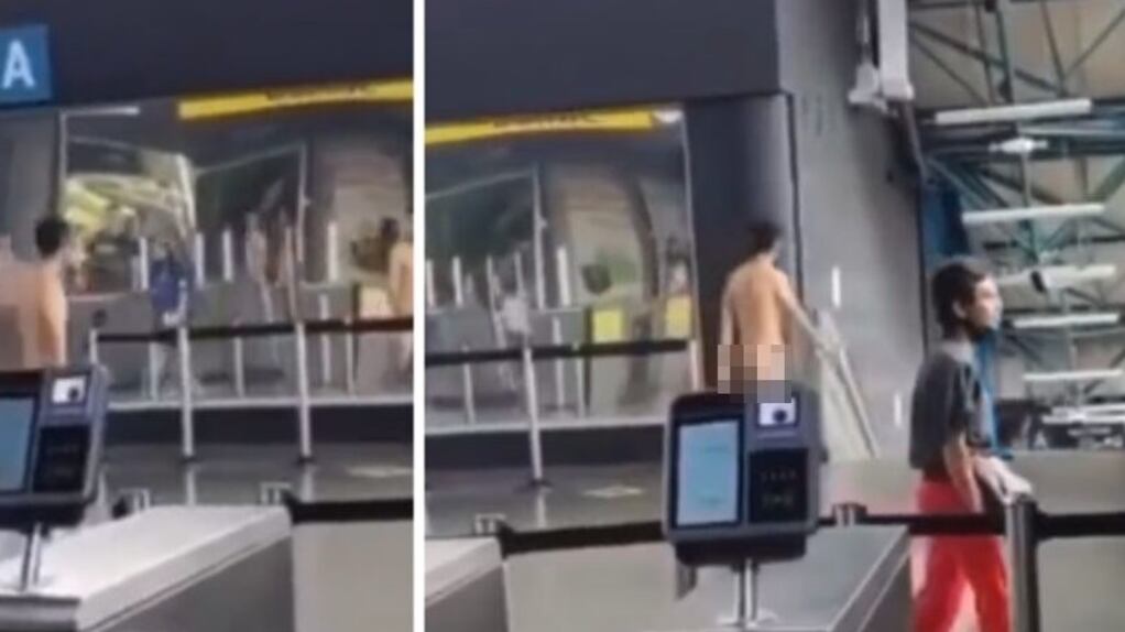 El hombre entró desnudo al Metro de Medellín y fue detenido por la Policía.