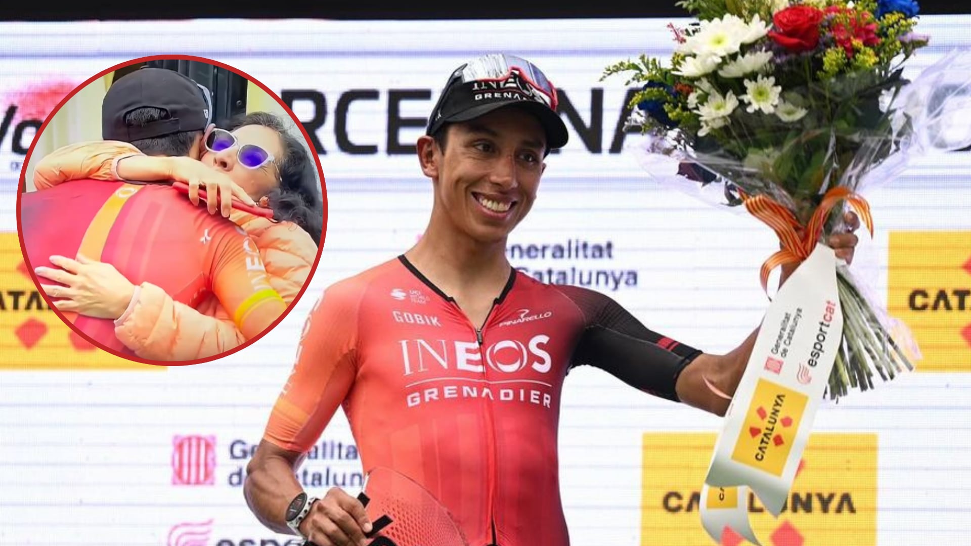 Egan Bernal quedó tercero en la Vuelta a Cataluña y una colombiana se robó el show en la premiación