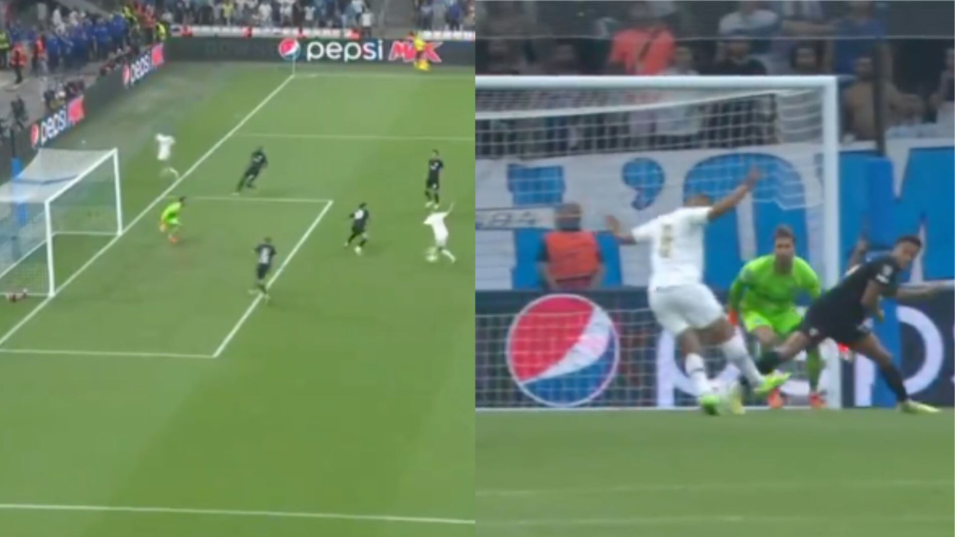 Luis Suárez desperdició una clarísima opción de gol con el Marsella.