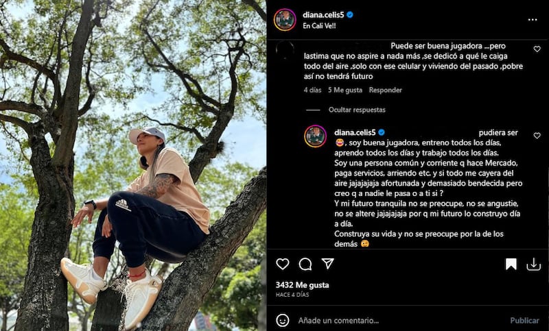La futbolista Diana Celis no se quedó callada ante la fuerte crítica de una mujer en uno de sus posts de Instagram.