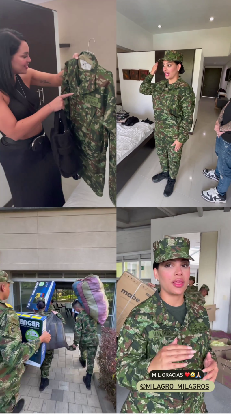 Andrea Valdiri se comprometió con el ejercito colombiano