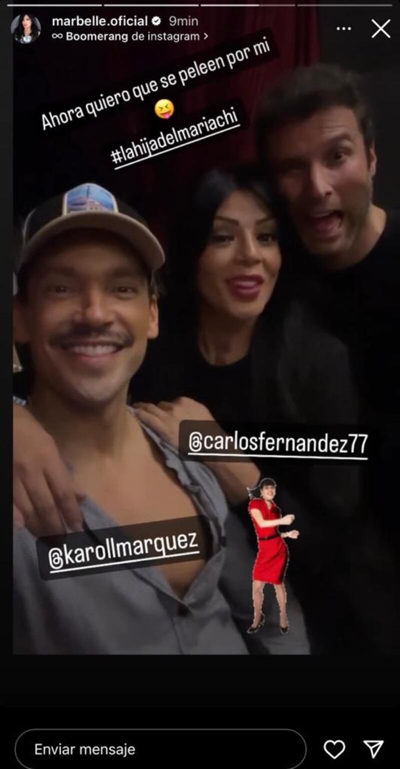 Marbelle se mostró junto a Karoll Márquez, exparticipante de MasterChef Celebrity y Carlos Fernández asegurando que se iban a pelean por ella