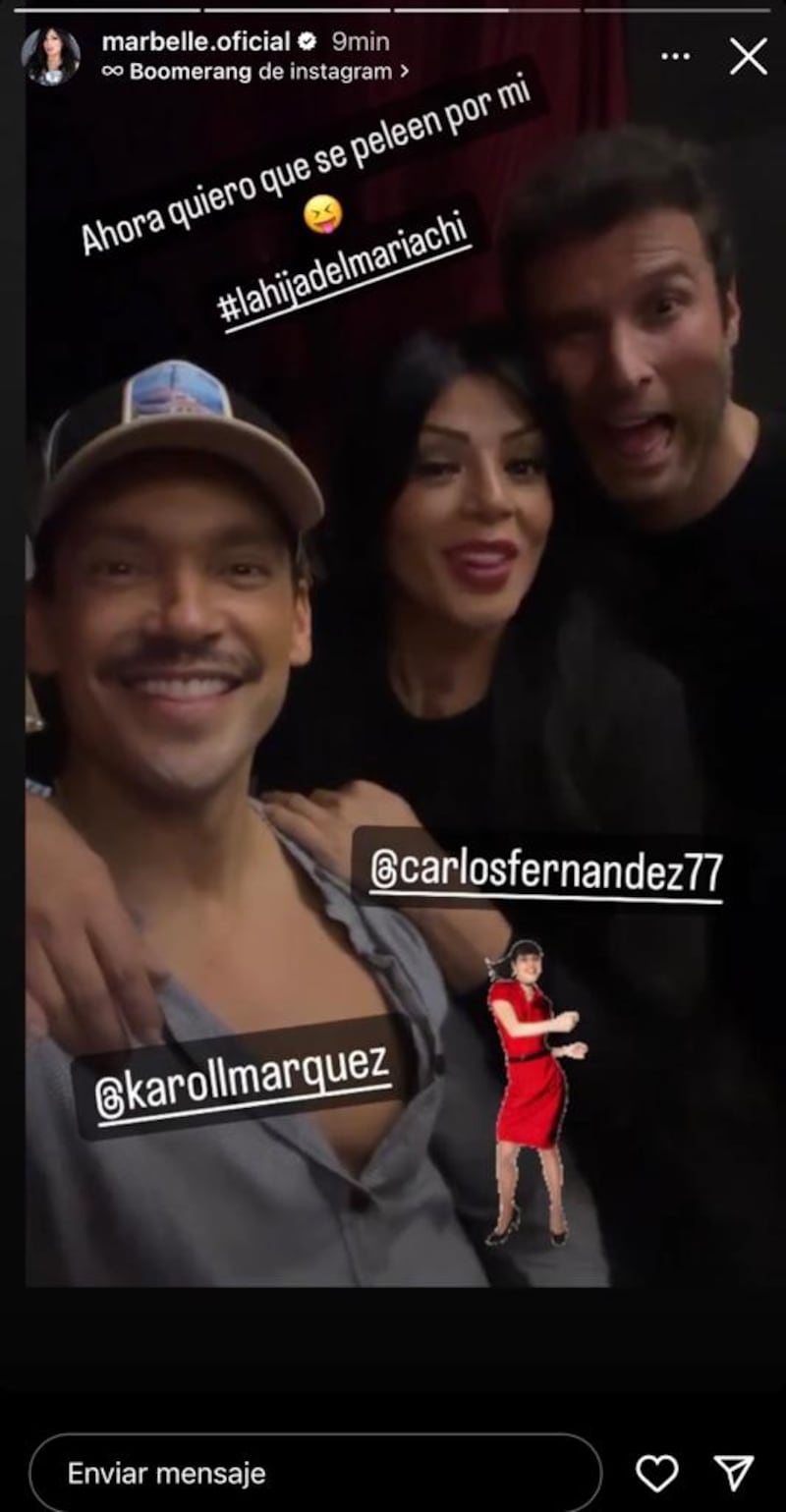 Marbelle se mostró junto a Karoll Márquez, exparticipante de MasterChef Celebrity y Carlos Fernández asegurando que se iban a pelean por ella