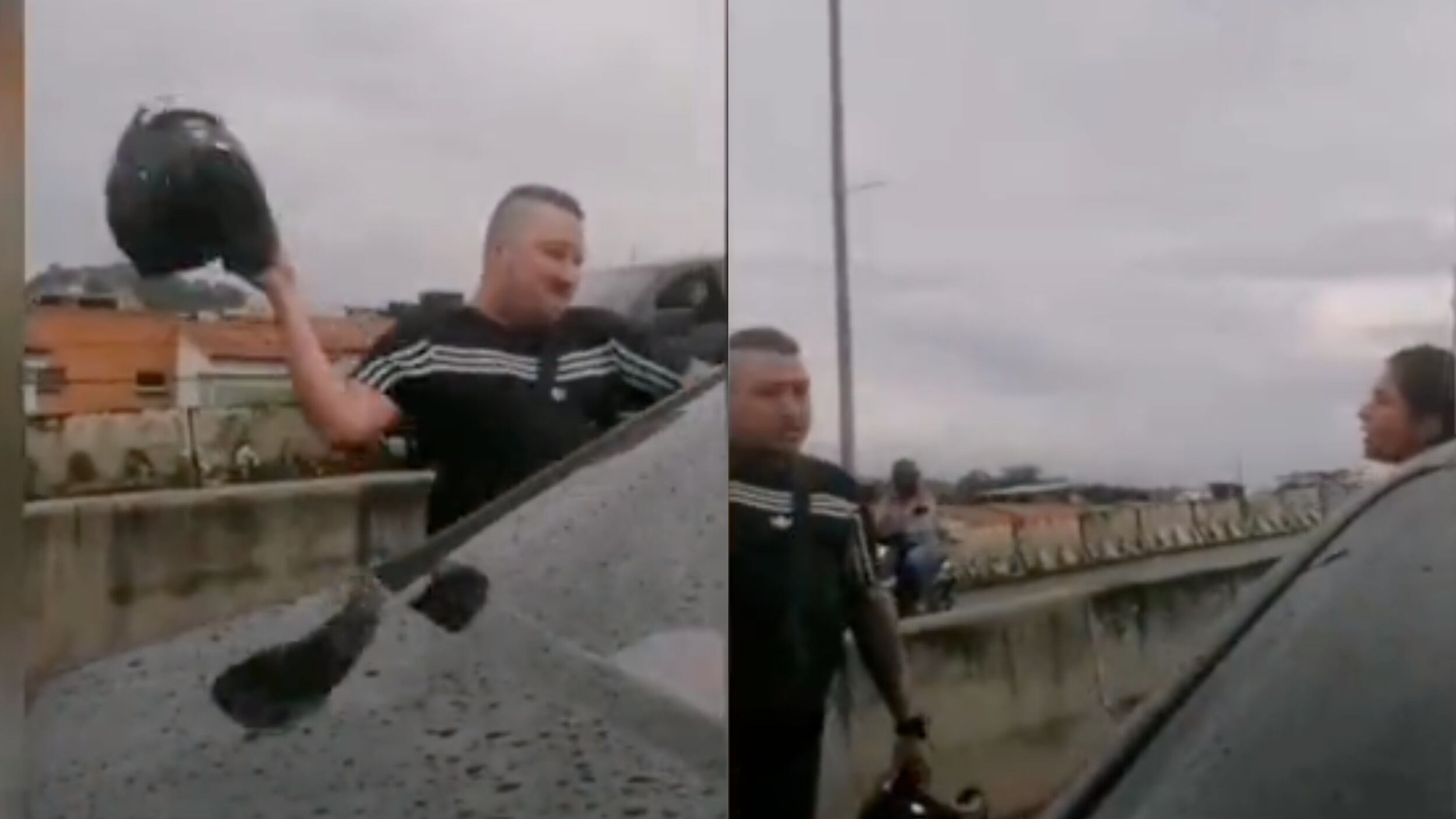 Motociclista se molestó con una mujer que lo lavó con el carro.