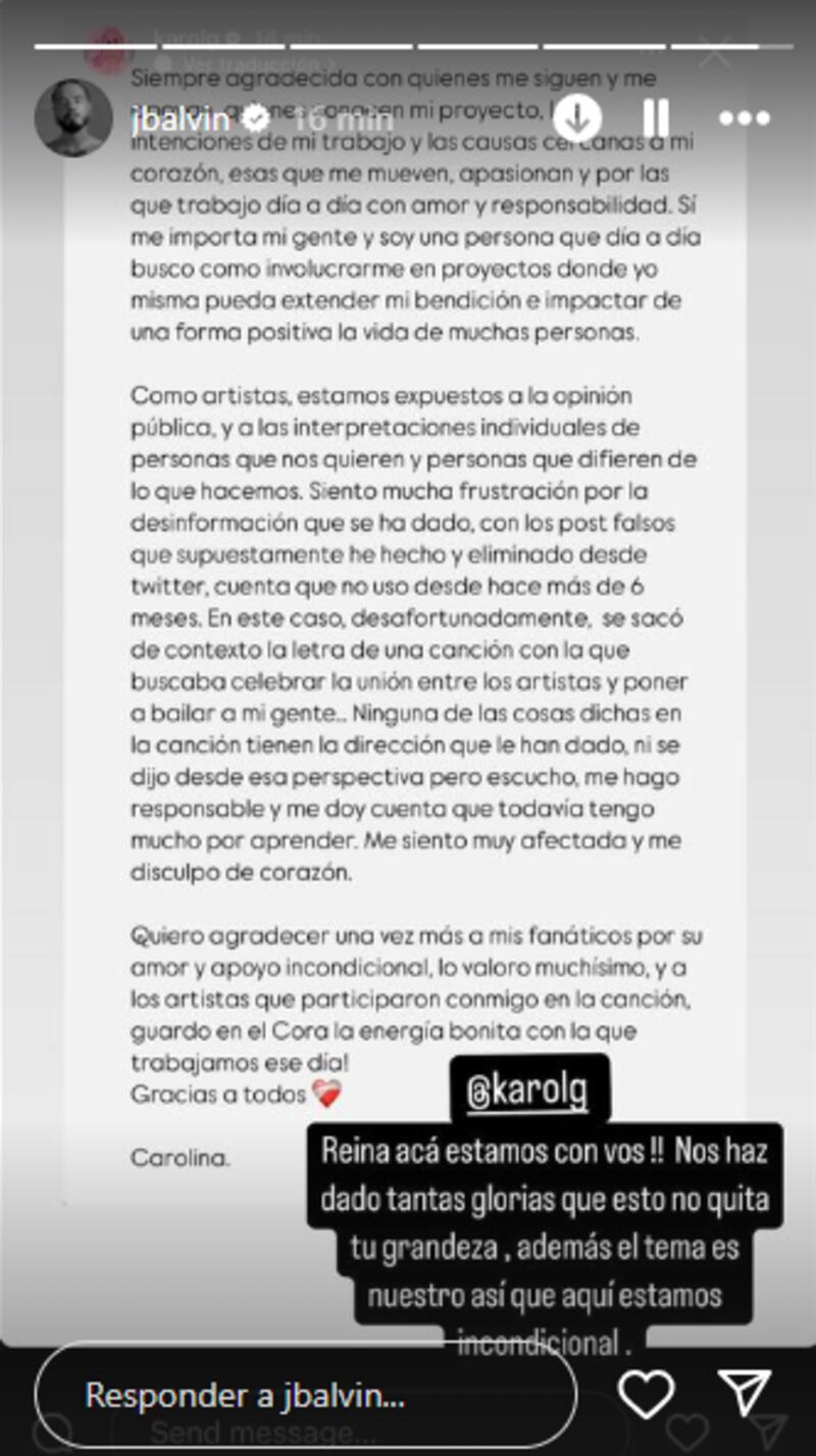 Luego que Karol G rompió el silencio sobre las críticas J Balvin insistió en defender ‘+57’.