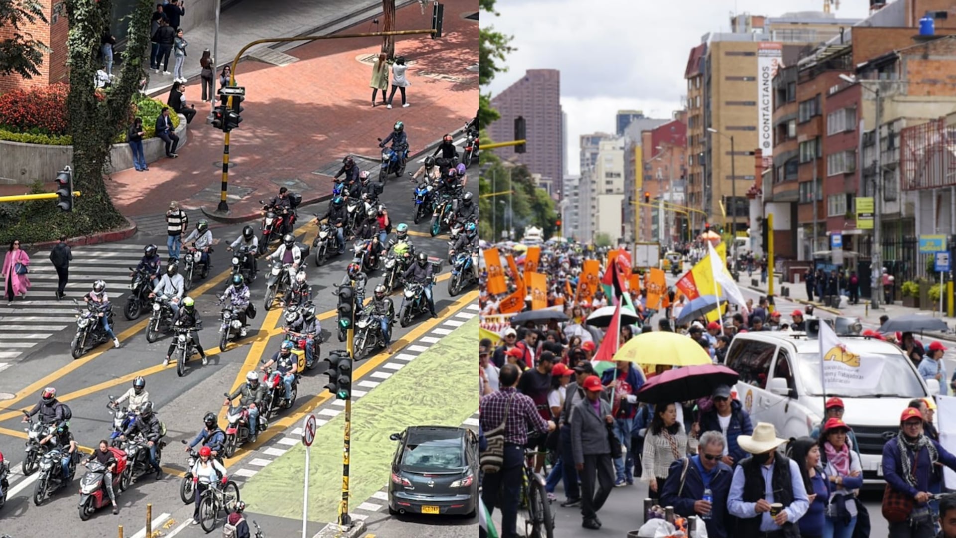 Movilidad a esta hora en Bogotá, debido a las manifestaciones de moteros y Fecode.