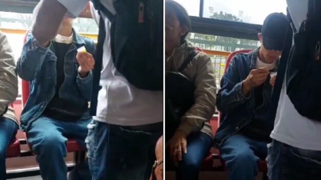 Captan a dos Jóvenes drogándose en TransMilenio