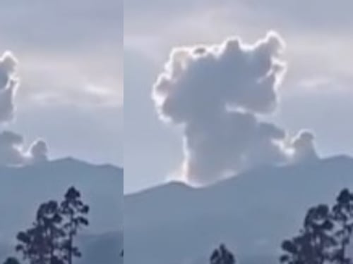 En video: impresionante columna de ceniza de 700 metros sorprende en el volcán Puracé