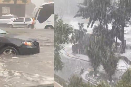 Inundaciones al norte de Bogotá por el intenso diluvio: en algunas zonas el granizo tapó las alcantarillas