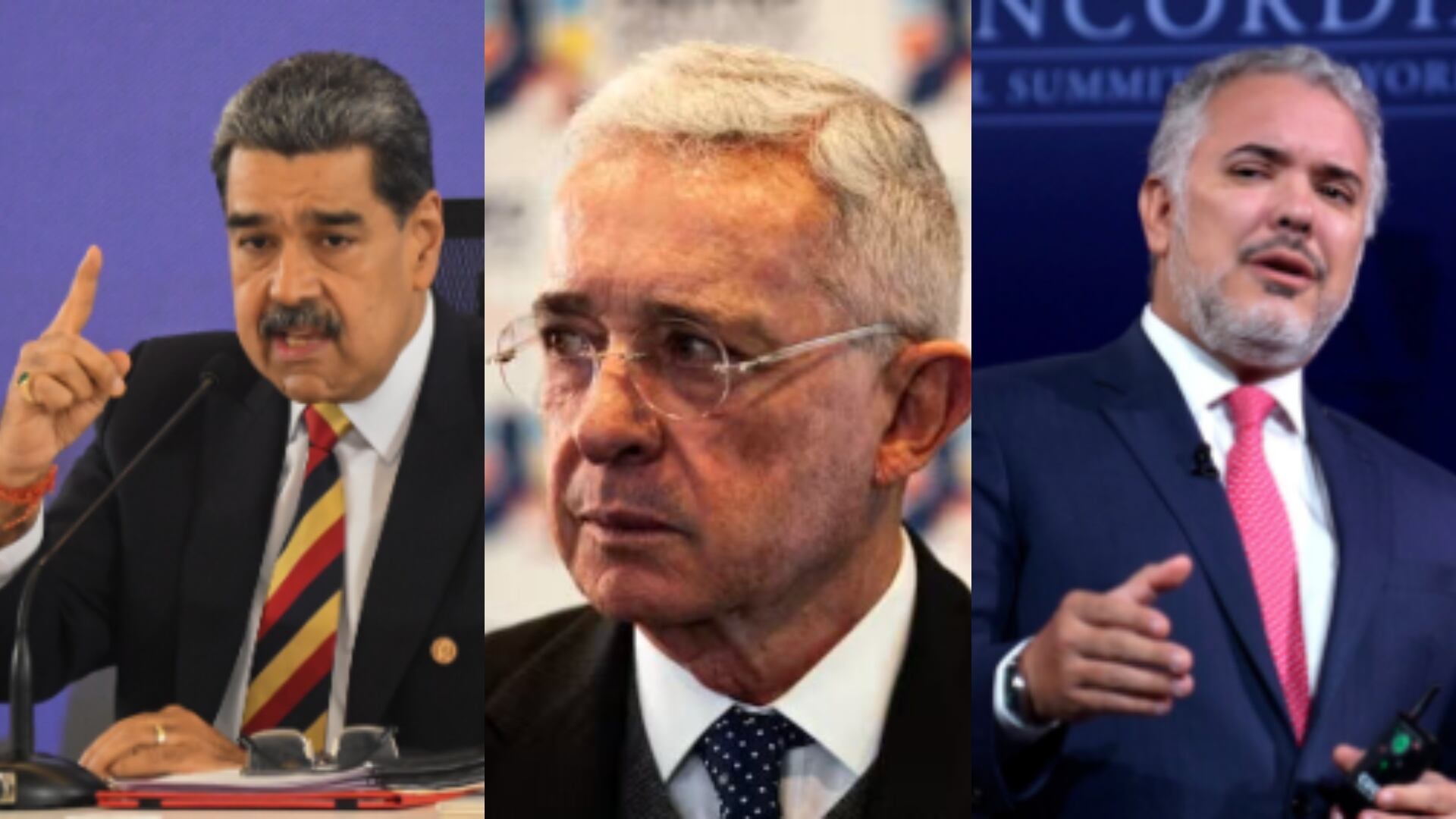 Nicolás Maduro, Álvaro Uribe e Iván Duque.