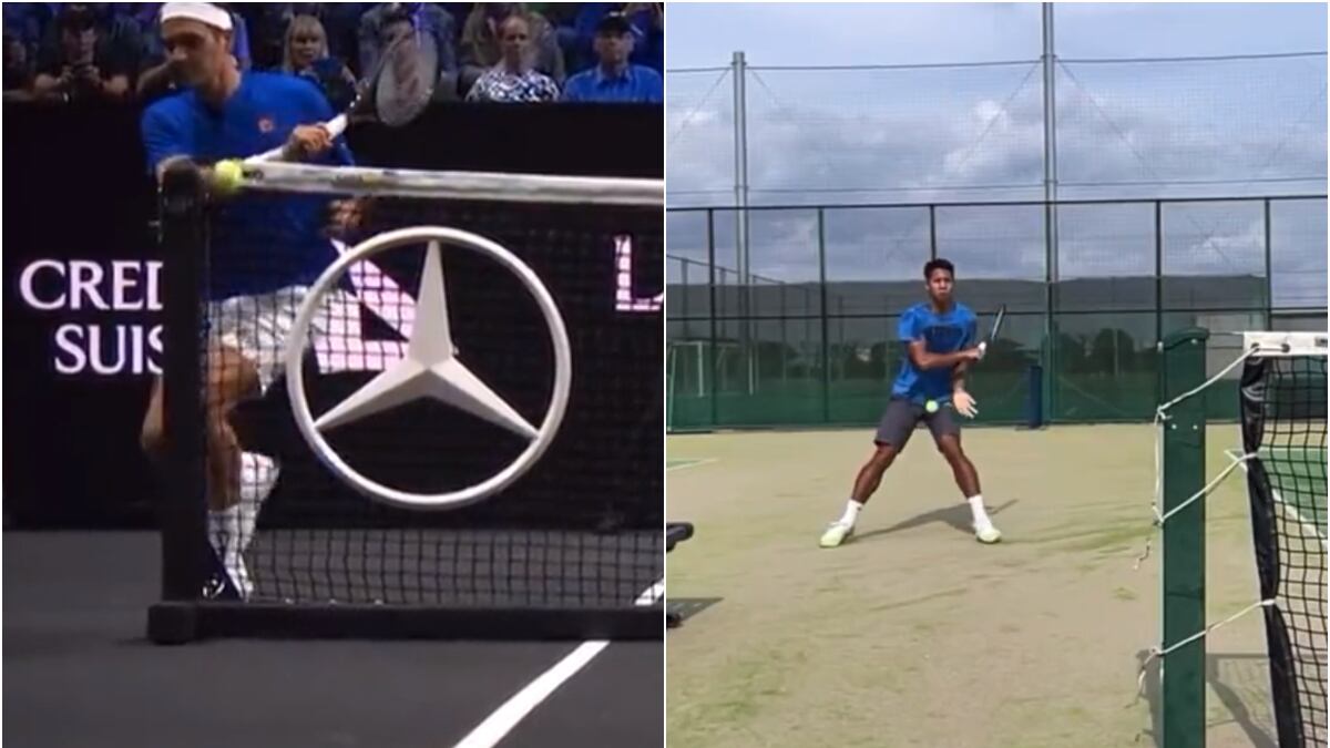 Imitador de Roger Federer sufrió duro golpe con la bola en su entrepierna