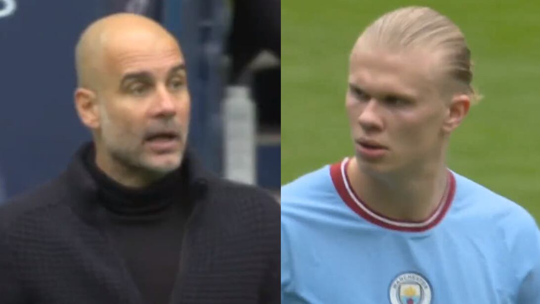Pep Guardiola y Erling Haaland