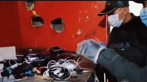 Foto el ‘call center’ que le hallaron a los reclusos de la cárcel de Cómbita para extorsionar desde la prisión.