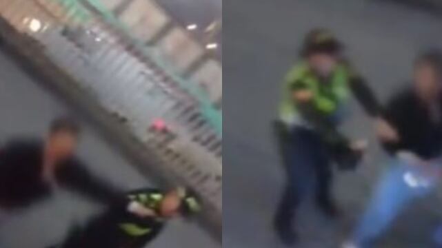 Foto colado en TransMilenio mordió y golpeó a Policía en intensa pelea en estación en Bogotá.