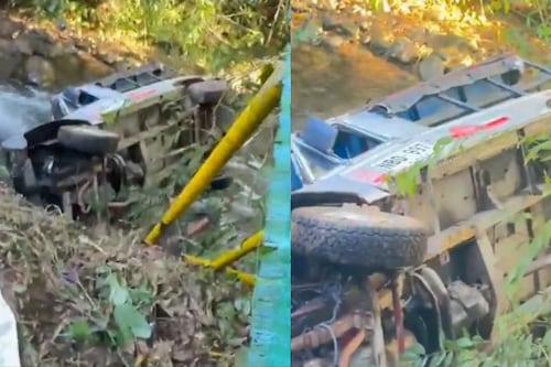 Grave accidente: Tres niños heridos al caer de un puente luego que el conductor perdiera el control del vehículo