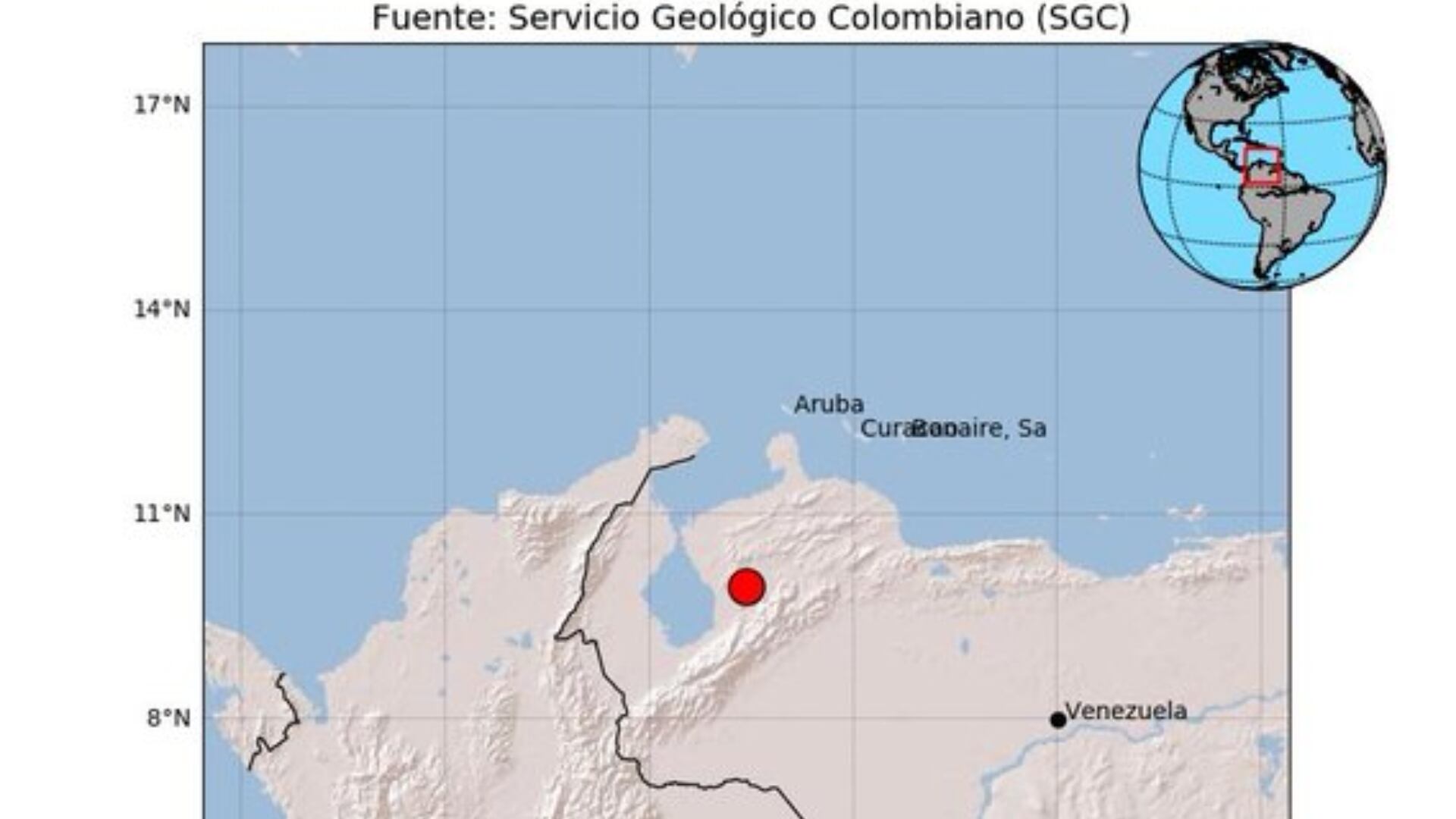 Segundo temblor en Colombia 24 de septiembre (Fuente: SGC)
