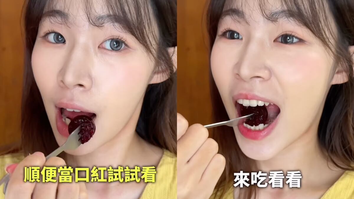 influencer comiendo maquillaje